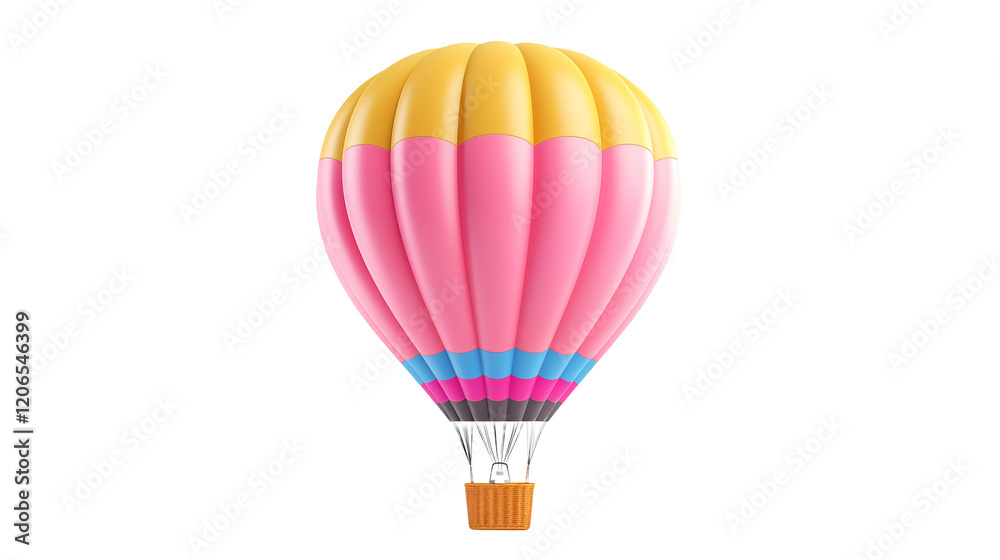 Naklejka premium Colorful Hot Air Balloon Soaring High on a transparent background
