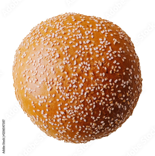 Sesame seed hamburger bun on transparent background
