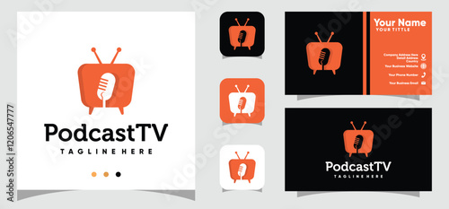 Podcast Television logo design and business card template