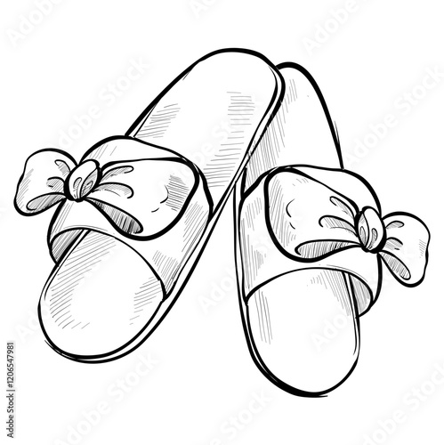 Home Slippers handdrawn illustration