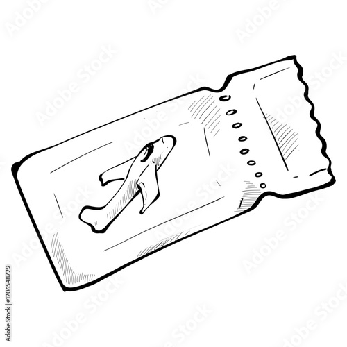 flight ticket handdrawn illustration