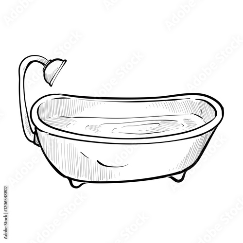 bathtub handdrawn illustration