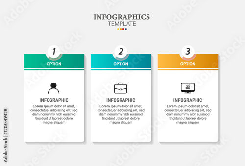 Business infographic design template with 3 steps or options using for process diagram, workflow layout, flow chart, infograph and banner