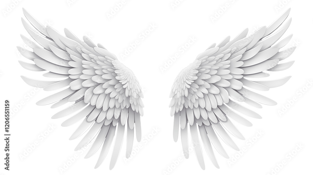 Fototapeta premium White Angel Wings on a transparent background