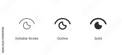 set of eye icons, vision icon, see view icons - eyesight symbol in editable stroke, outline, and solid styles. vision, visibility, observation icons