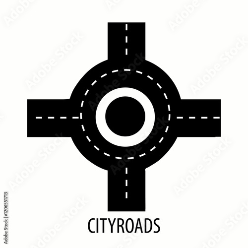 black city road. Bending roads and high ways. Road curves geometric design, street intersection. Highway road