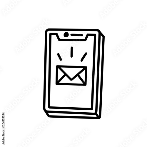 Vector illustration of a smartphone with a message icon in the center, representing communication, messaging apps, and digital connectivity