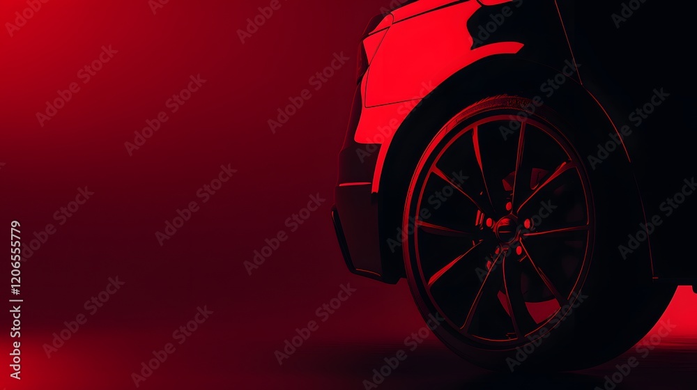 Fototapeta premium Black Car Rear Wheel and Body Detail