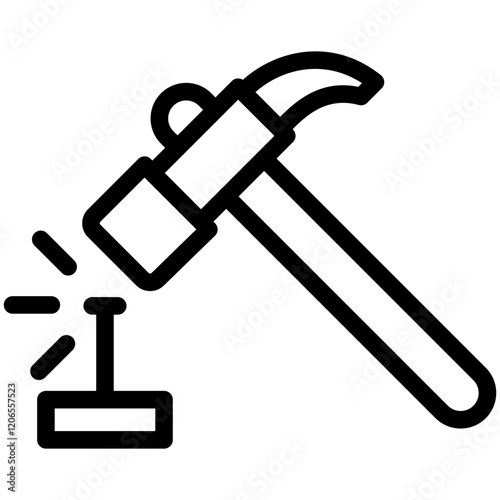 Hammer black outline icon. use for modern concept, print, UI, UX kit, web and app development. Vector EPS 10, related to labor day, industry, worker.