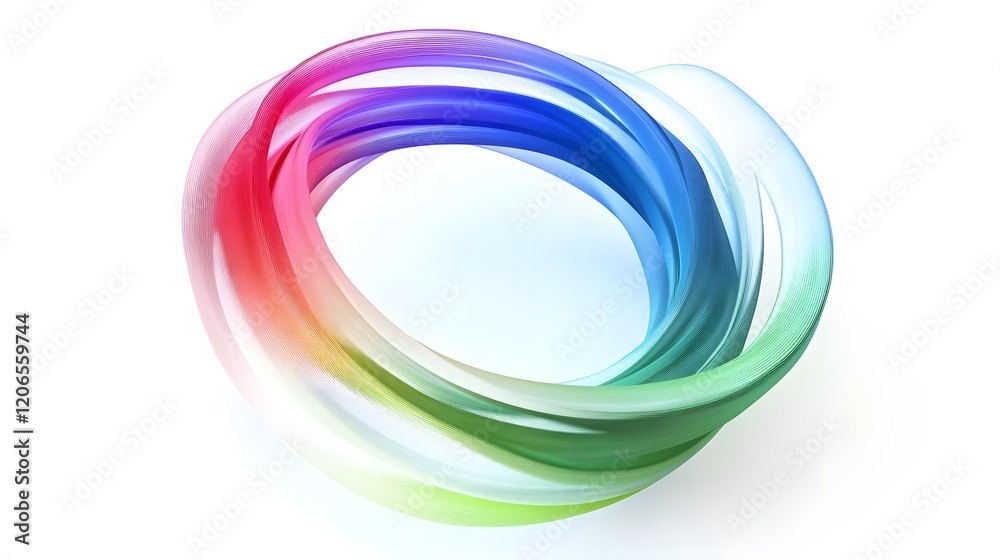 Abstract Colorful Swirling Ribbon Circular Design