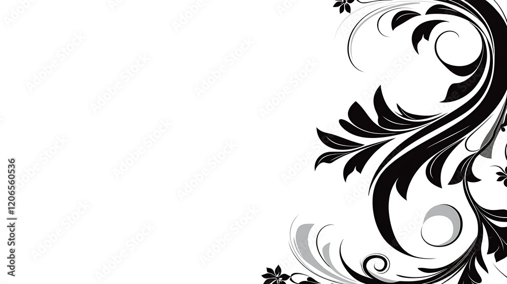 Elegant Black And White Floral Design Swirls Elegant Black And White Floral Design Swirls