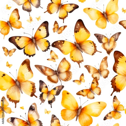 Watercolor seamless buterfly pattern background wallpaper
