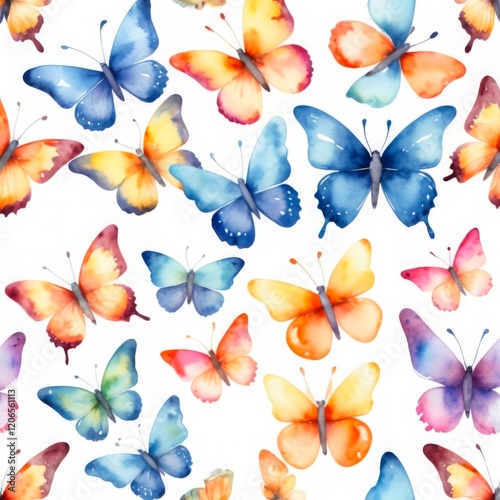 Watercolor seamless buterfly pattern background wallpaper
