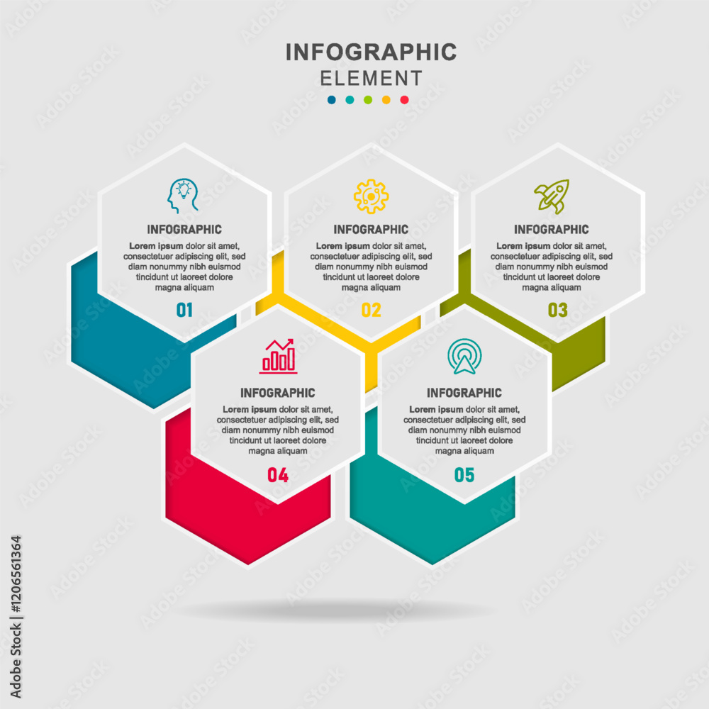 Fototapeta premium Simple infographic hexagonal design template with icons and option