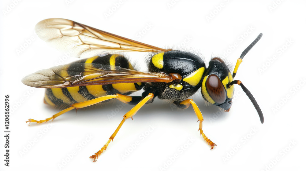 Close-up of a wasp showing detailed features with vibrant colors, perfect for educational content, nature blogs, and insect-related themes. Close-up of a wasp showing detailed features with vibrant colors, perfect for educational content, nature blogs, and insect-related themes.