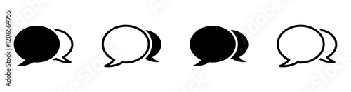 message chat speech bubble icon. communication, conversation, messaging, talking speech bubble vector icons in solid and outline styles