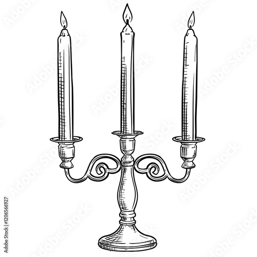 antique candlestick handdrawn illustration