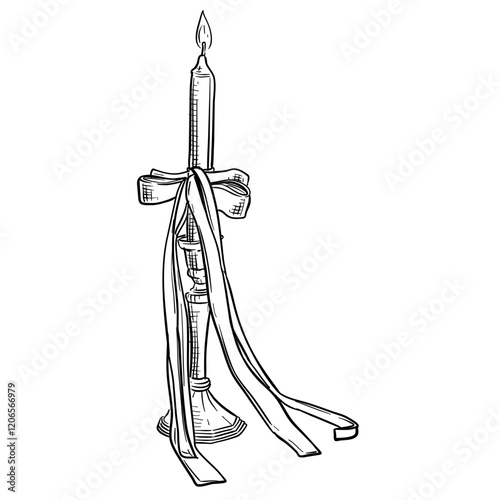 antique candlestick handdrawn illustration