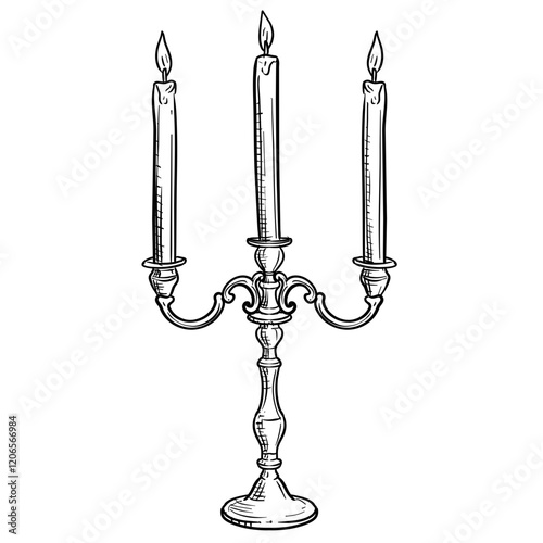 antique candlestick handdrawn illustration