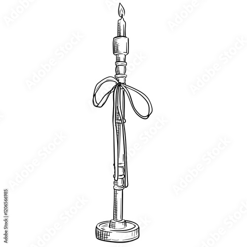 antique candlestick handdrawn illustration