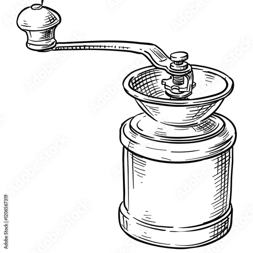 coffee bean grinder handdrawn illustration