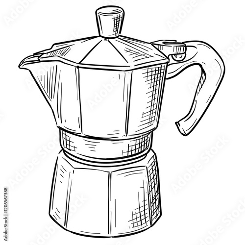 moka pot handdrawn illustration