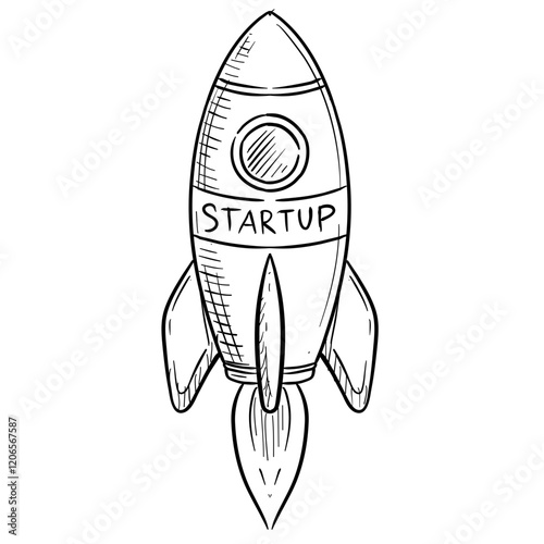 rocket handdrawn illustration