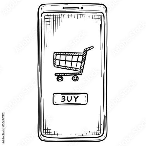 online shopping handdrawn illustration