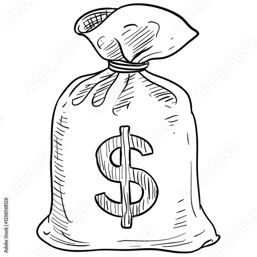 moneybags handdrawn illustration