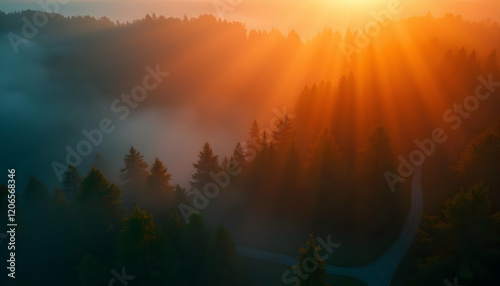 Wallpaper Mural sunrise in the forest Torontodigital.ca