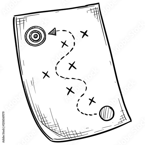 treasure map game handdrawn illustration