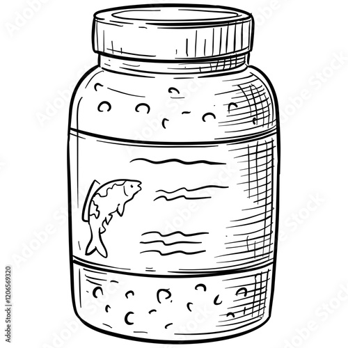 fish food handdrawn illustration