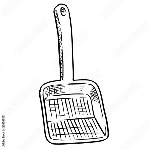 pet litter scoop handdrawn illustration