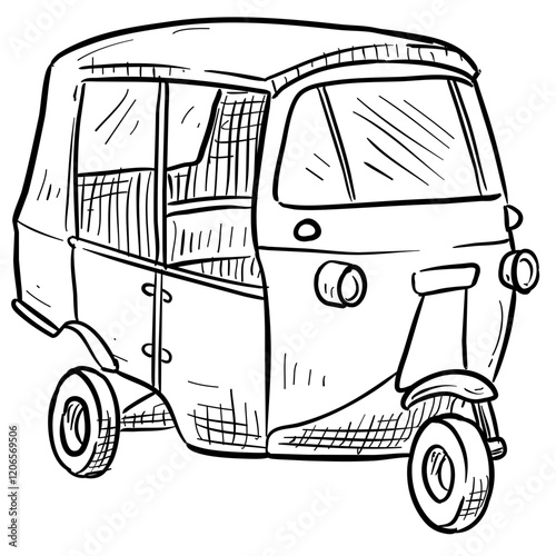 auto rickshaw handdrawn illustration