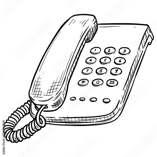 office phone handdrawn illustration