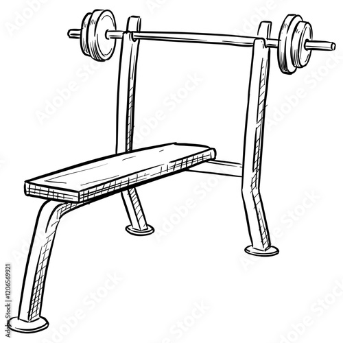 bench press handdrawn illustration