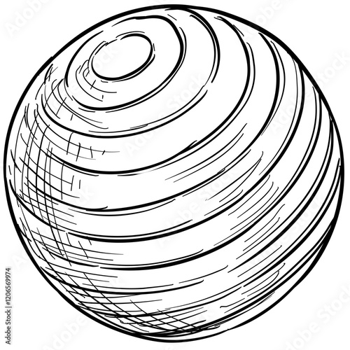 fitness ball handdrawn illustration