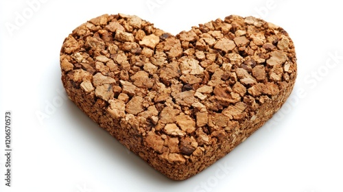 Rustic Heart-Shaped Crumble Dessert on White Background