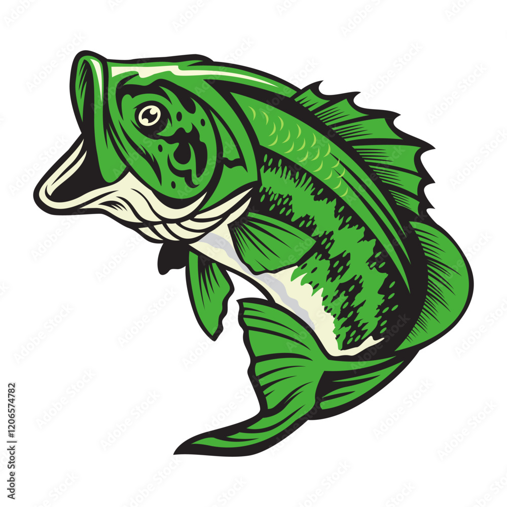 Fototapeta premium bass fishing illustration logo vector image t shirt