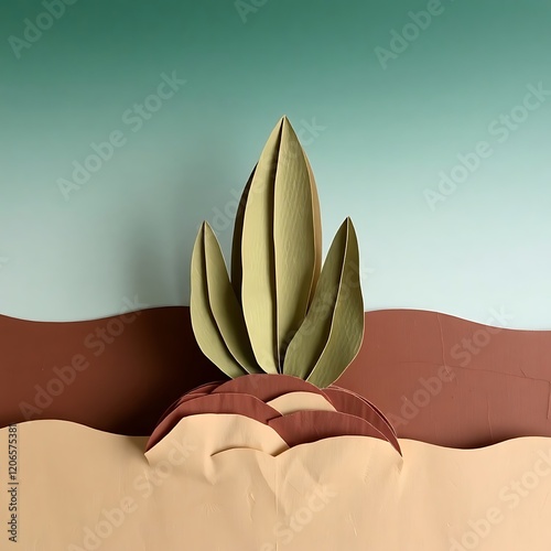 Paper art desert plant. photo