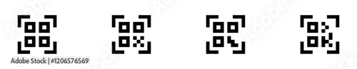 QR code icons set. Scan barcode icon symbol, product reader sign . scanned by smartphones to access information. vector web app icons
