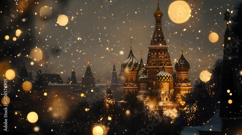 Saint Basils Cathedral Snowfall Winter Lightscape