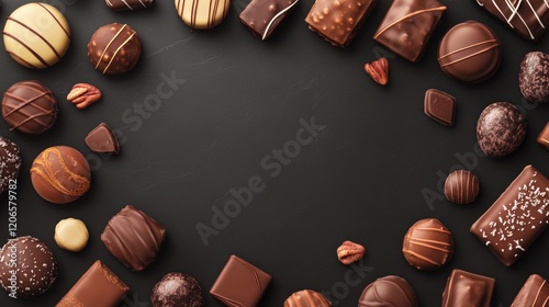 Assorted Chocolates Arranged in a Circular Frame photo