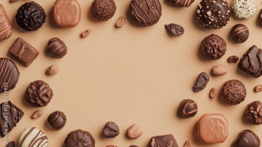 Assorted Chocolate Candies Arranged In A Frame Shape Assorted Chocolate Candies Arranged In A Frame Shape