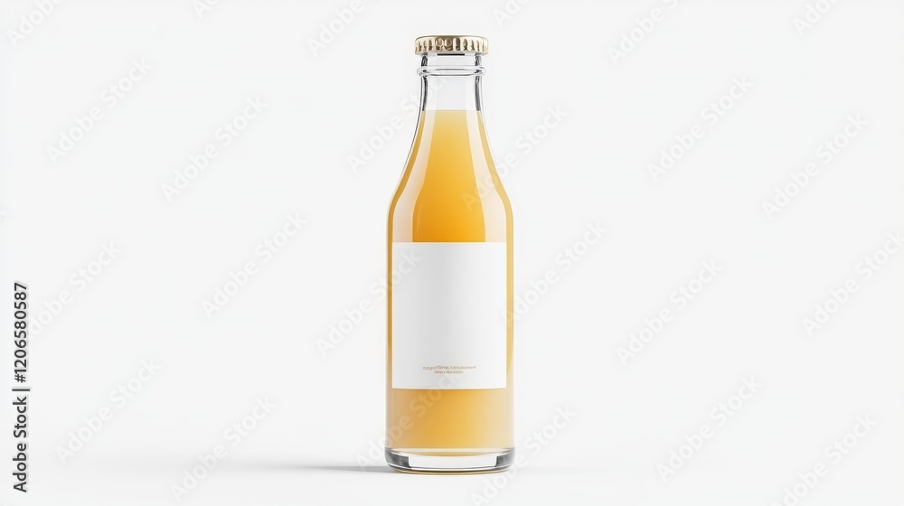 Fototapeta premium Glass Bottle Filled With Orange Juice Blank Label