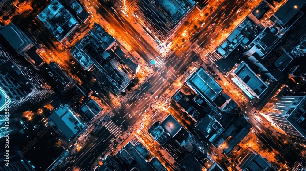 Aerial View of Cityscape at Night Aerial View of Cityscape at Night