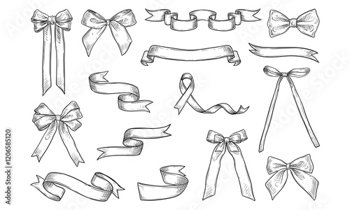 ribbons and bows handdrawn collection