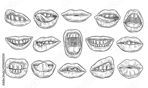 lips handdrawn collection