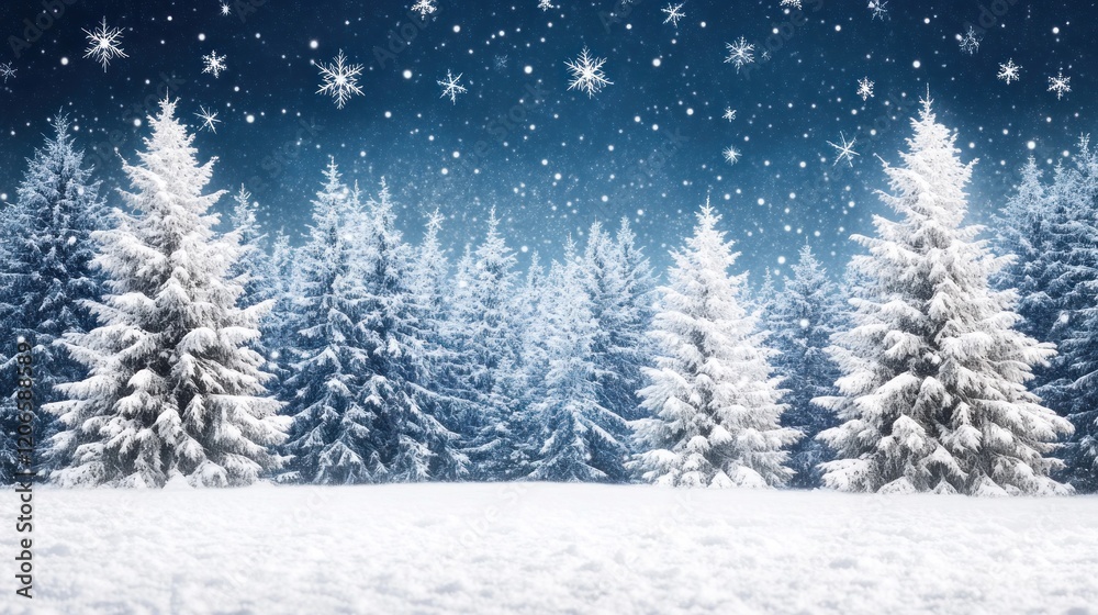 Snowy Forest Under a Starry Night