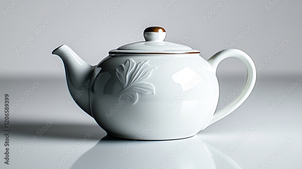 Elegant White Teapot with Brown Accents Elegant White Teapot with Brown Accents